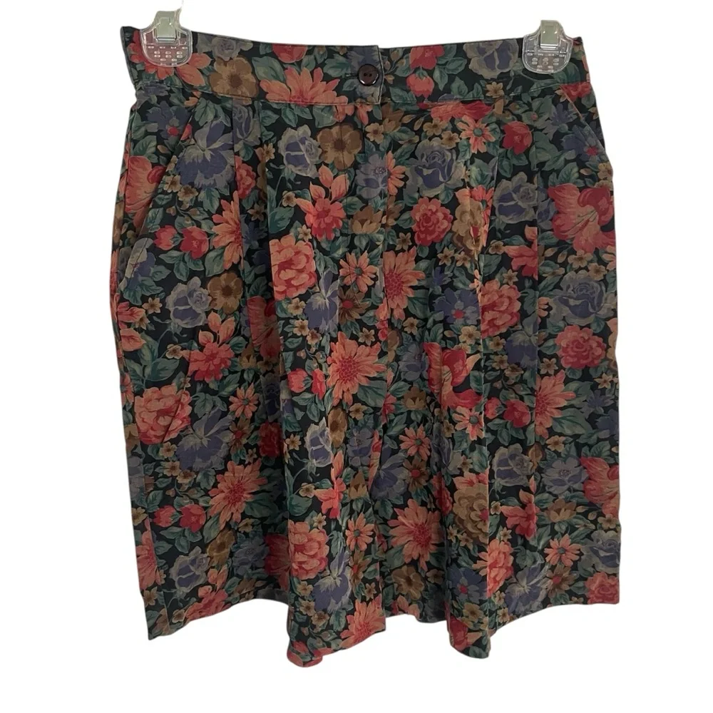 Judy Knapp Floral Women's Shorts Rayon Blend With Pockets Size Medium